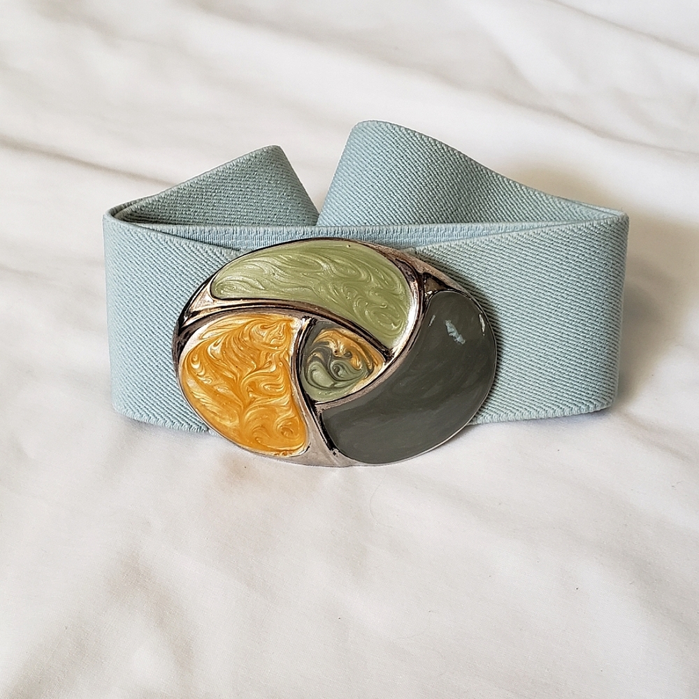 70s Light Teal/Blue Stretch Belt